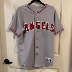 Majestic Gray Angels Jersey with Red Accents
